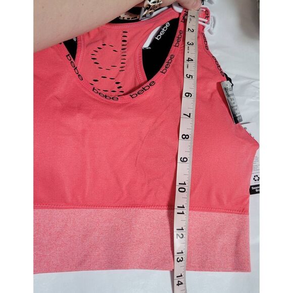 Bebe 2 Pack Seamless Microfiber Sports Bras w/ Removeable Pads Sz L Pink/Black N - Picture 8 of 10
